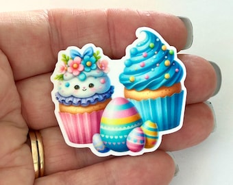 Easter Cupcake Planar Resins, 3 Pastel Sprinkle Flatbacks, Hair Bow Centers, Craft Supplies