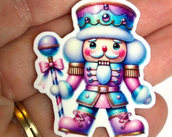 Christmas Pink Nutcracker Resin Flatbacks, Hair Bow Centers (3)