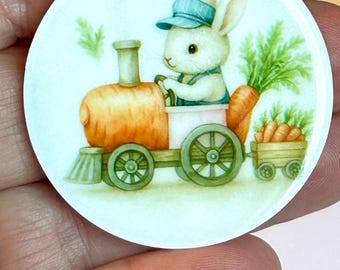 Easter Bunny Planar Resins, 3 Bunny Train Flatbacks, Hair Bow Centers Craft Supplies