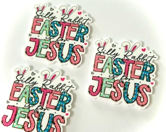 3 Easter Jesus Funny Planar Resins, bunny flatbacks,  hair bow centers, craft supplies, Easter
