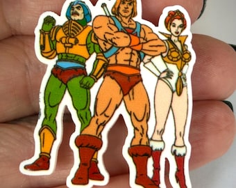 3 He-Man planar Resins, Masters universe retro Flatbacks, throwback kids tv shows, pre-drilled