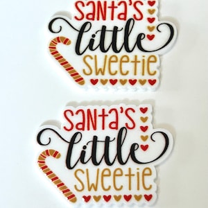 2 Santa’s Little Sweetie Planar resins | craft supplies |candy canes | soap | bow making | bow centers | focal | Christmas flatbacks | DIY