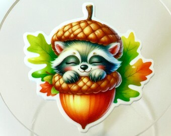 3 Sleepy Baby Raccoon planar Resins,acrylic Flatbacks, hair bow centers, acorn, fall embellishments