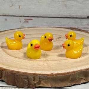 5 Miniature dollhouse rubber duckies duck ducky shelf craft supplies supply keychain earrings making charm miniatures AG Elf doll scene bath