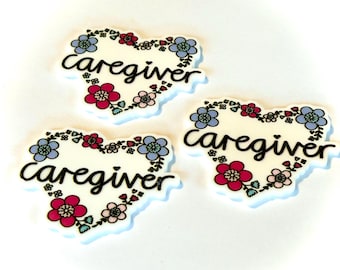 Caregiver Planar Resins, 3 Flatbacks, embellishments, keychain supplies