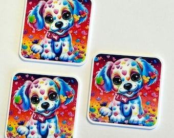 Retro Dog Planar Resins, Lisa Frank inspired 3 Flatbacks, Hair Bow Centers, Craft Supplies