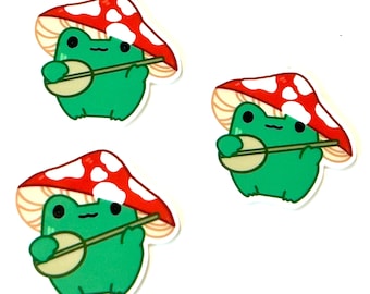 Mushroom Frog Banjo Planar Resins, Flatbacks, Elements, Embellishments (3)