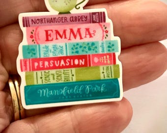 3 Jane Austen books Planar Resins, Acrylic Flatbacks, planars, hair bow centers, badge reel supplies, authors