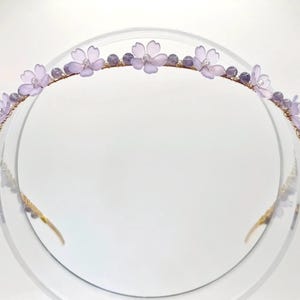 Amethyst & Cherry Blossom Headband, Hair Accessory, Crystal Tiara, Laurel Crown
