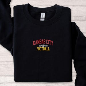 Embroidered Kansas City Football Sweatshirt, Trendy Kansas City Fan Shirt, Football Crewneck, Kansas City Hoodie, Game Day Sweater