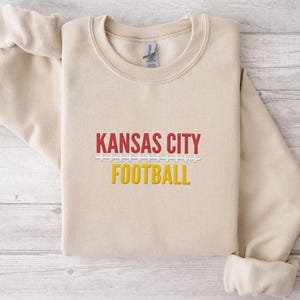 Embroidered Kansas City Football Sweatshirt, Trendy Kansas City Fan Shirt, Football Crewneck, Kansas City Hoodie, Game Day Sweater