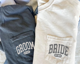 Camisetas personalizadas Comfort Colors® para novios, camisas de boda personalizadas, camisas a juego para novios en la luna de miel, camisetas para la fiesta de bodas