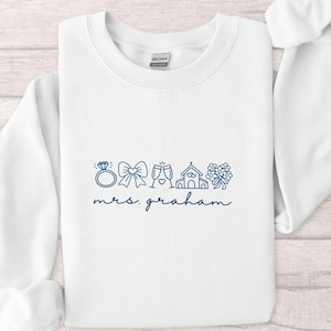 Bride Sweatshirt Embroidered, Mrs Sweatshirt, Engagement Gift, Bride Crewneck, Future Mrs Sweater, Bridal Sweatshirt