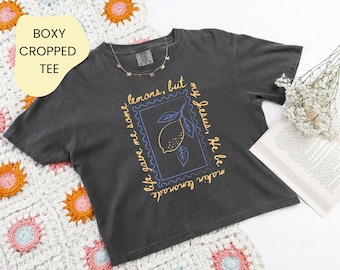 Comfort Colors® Life Gave Me Some Lemons But My Jesus, He Be Makin' Lemonade Boxy Tee, Jesus Lemonade, Lemonade Crop Tee, Child of God