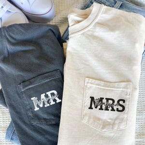 Custom Name Mr & Mrs Comfort Colors® Shirts, Personalized Wedding Shirt, Honeymoon Matching Bride And Groom Shirts, Wedding Party Tee