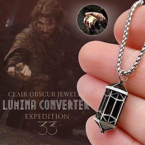 EXCLUSIVE Gustave&#39;s Lumina Converter Pendant Necklace, Clair Obscur: Expedition 33 Jewelry, Handmade Silver 950 Pendant, Gustave&#39;s Arm