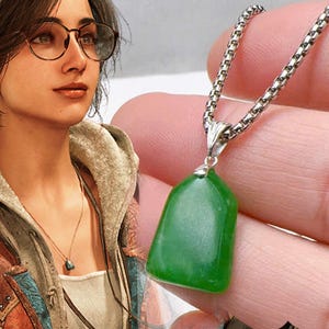 EXCLUSIVE Fanmade Nephrite Jade Pendant Necklace Inspired by Alma – Monster Hunter Wilds Cosplay Jewelry, Handcrafted Green Jade Charm
