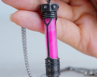 LIMITED LOL Shimmer Vial Necklace,  Glowing LoL Arcane Jewelry,  Silver 950 LoL Jewelry, Viktor Necklace, Kiramman LoL, Gift for LoL Gamer