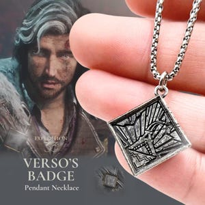 EXCLUSIVE Verso&#39;s Badge Pendant Necklace, Clair Obscur: Expedition 33 Jewelry, Handmade Silver 950 Pendant, Gustave, Esquie, Maelle