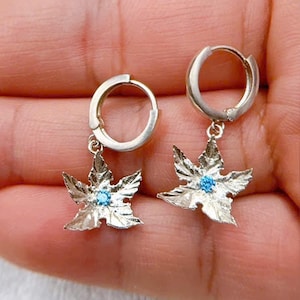Handmade The Land Before Time Tree Star Earrings, Authentic Fanmade Silver 950 Jewelry Inspired by Littlefoot, Tree Star Leaf Earrings