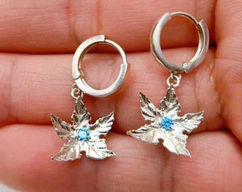Handmade The Land Before Time Tree Star Earrings, Authentic Fanmade Silver 950 Jewelry Inspired by Littlefoot, Tree Star Leaf Earrings