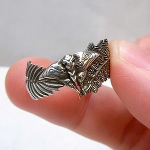 EXCLUSIEF Ellie&#39;s Moth & Fern sterlingzilveren ring – geïnspireerd op Ellie&#39;s Tattoo uit The Last of Us Part II, Ellie&#39;s Tattoo Jewerly
