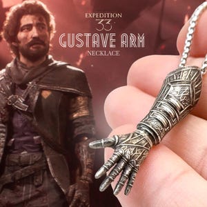 EXCLUSIVE Gustave&#39;s Arm Pendant Necklace, Clair Obscur: Expedition 33 Jewelry, Handmade Silver 950 Pendant, Gustave Lumina Converter