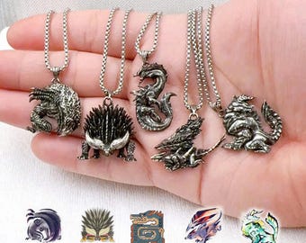 EXCLUSIVE Fanmade Monster Hunter - Monster Symbol Necklace - Handmade Silver 950 Pendant Inspired, Gore Magala, Valstrax and Zinogre