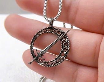 LIMITED D.a.rk S()LIls 3 Bl.4de Of The Darkm00n Necklace, Fantasy Gamer Jewelry, El.d.en Rl.n.g Pendant, Video Game Gift For Him Her