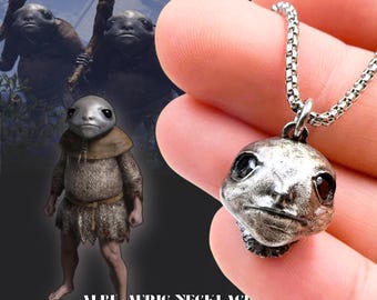 EXCLUSIVE Albinauric Silver Necklace, Elden Ring Inspired Handmade Jewelry,  Gaming Pendant,, Custom 950 Silver Ring for Fans of Elden Ring