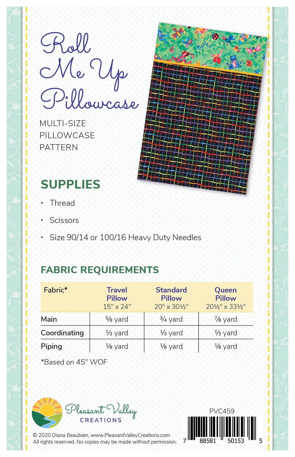 Roll Me Up Pillowcase pattern 459 digital download | Etsy