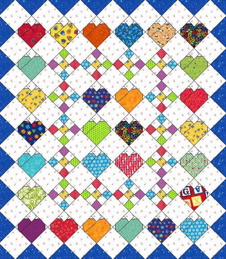My Sweetheart Quilt Pattern is an easy PDF quilt pattern to Etsy