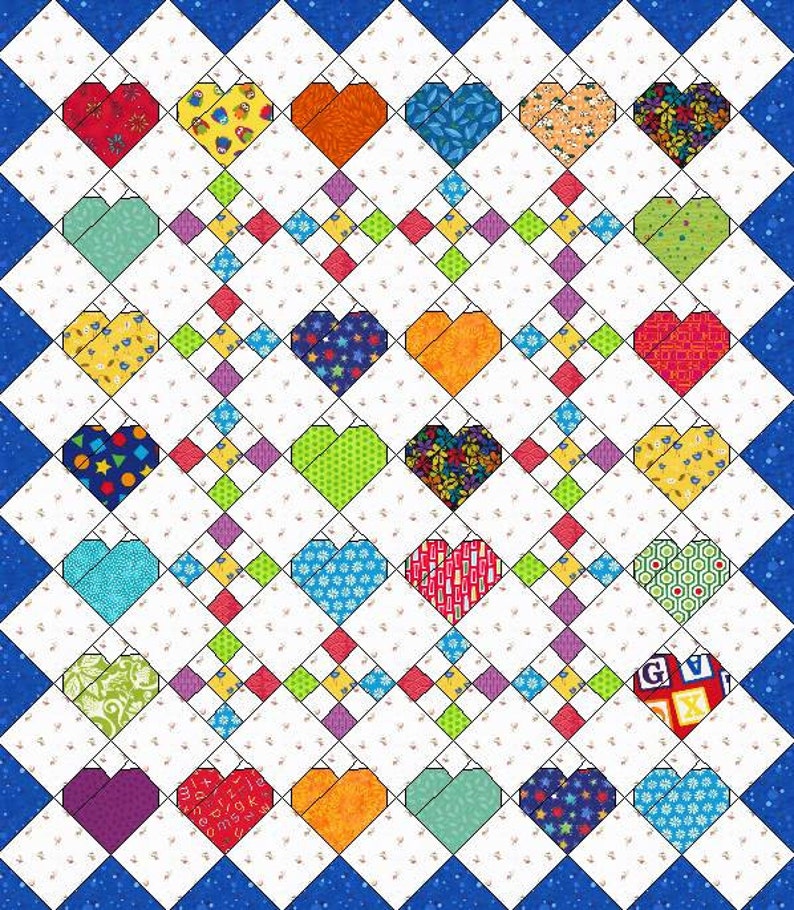 My Sweetheart Quilt Pattern is an easy PDF quilt pattern to make. 438e image 2