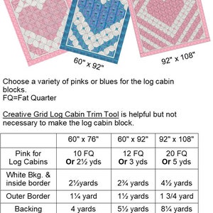 Loving Heart quilt pattern. Make easy log cabin blocks in three variations. PDF download. 441e image 2