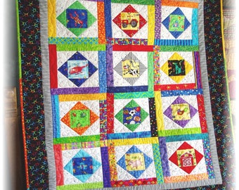 Baby quilt pattern throw pillow animal quilt block Jase's Quit Pattern PDF download 409
