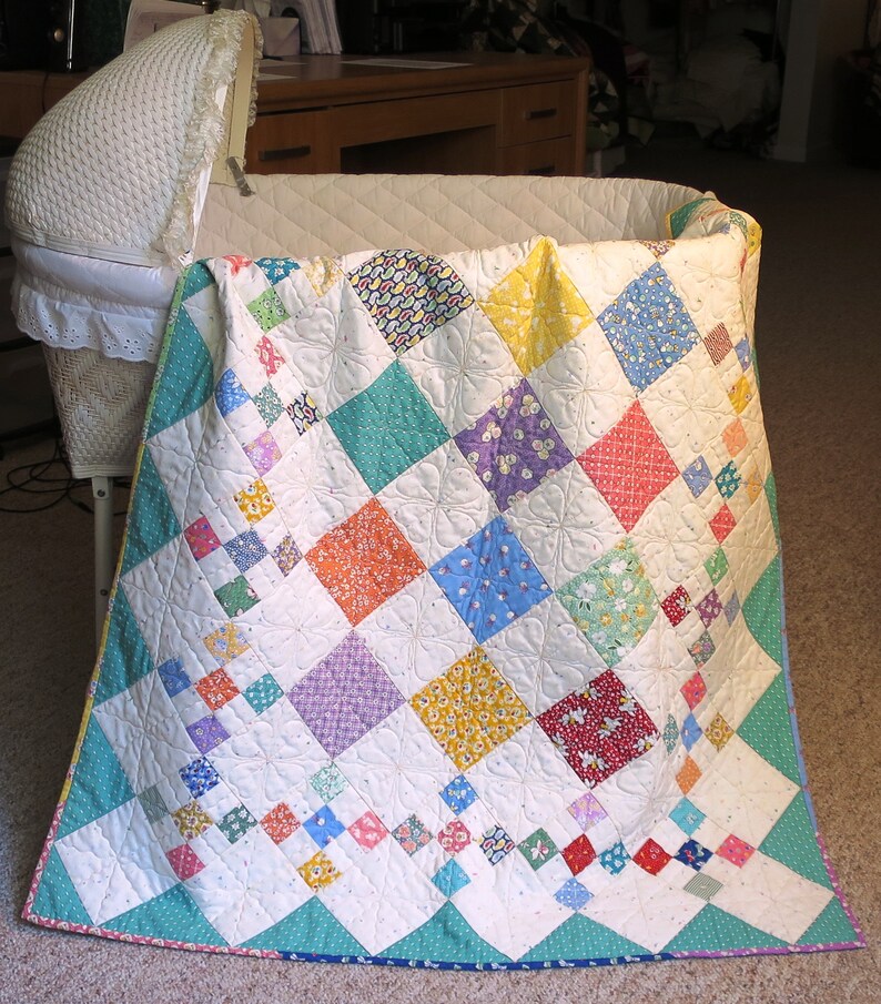 Easy PDF quilt pattern Diamond Patch baby to king size Etsy