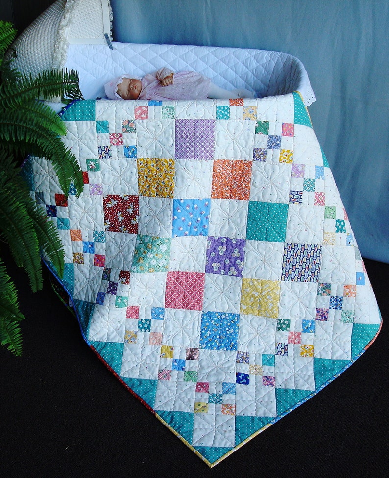 Easy PDF quilt pattern Diamond Patch baby to king size Etsy