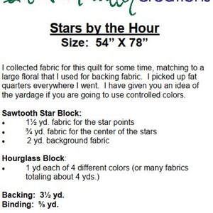 Quilt Pattern Stars by the Hour PDF Download #402 - Etsy