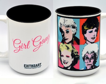 Full Color Large 15 oz. Ceramic Coffee Mug Tea Cup - The Golden Girls - Girl Gang - Microwave/Dishwasher Safe.