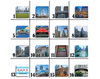 Chicago Tumbled Stone Coaster Set - COLOR - Pick any four images - 16 to choose from