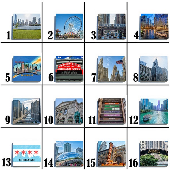 Chicago Tumbled Stone Coaster Set - COLOR - Pick any four images - 16 to choose from