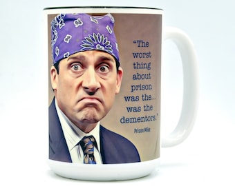 Large 15 oz. Ceramic Coffee Mug Tea Cup - Prison Mike - The Office - Michael Scott  -  Microwave/Dishwasher Safe.