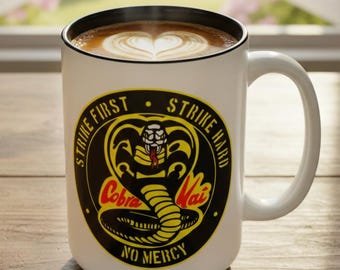 Cobra Kai Coffee Mug: 15 oz Ceramic Tea Cup - Strike First