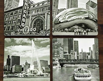 Chicago Landmark Stone Coaster Set.