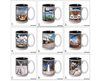 Key West 15 oz. Ceramic Coffee Mug with Original Photography - 9 images to choose from. Microwave/Dishwasher Safe.