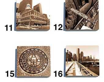 Boston Tumbled Stone Drink Coaster Set - Pick Any 4. Original photography.