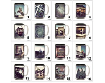 Full Color 15 oz. Ceramic Coffee Mug with original New Orleans photography.  Pick any one. 16 to choose from. Microwave/Dishwasher Safe.