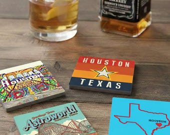 Houston Stone Coaster Set - Pick any 4. Multiple designs to choose from.
