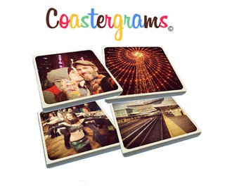 Set of 8 of any of your Instagram photos on tumbled porcelain Stone Drink Coasters. Super high quality!