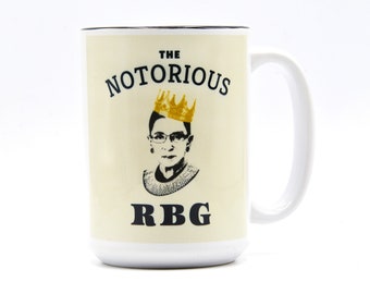 Full Color Large 15 oz. Ceramic Coffee Tea Mug - The Notorious RBG - Ruth Bader Ginsburg - Microwave/Dishwasher Safe.